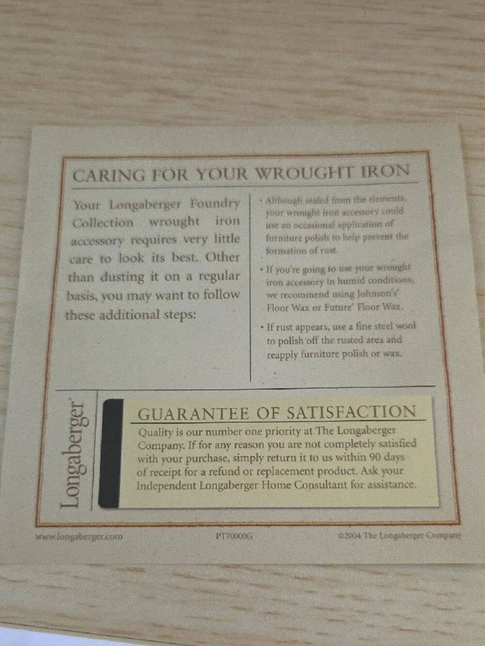 Longaberger branded label